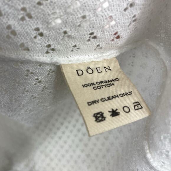 Doen Addie 100% Organic Cotton Lace Picot Trim V Neck Tank Top White Size XL - Picture 5 of 8